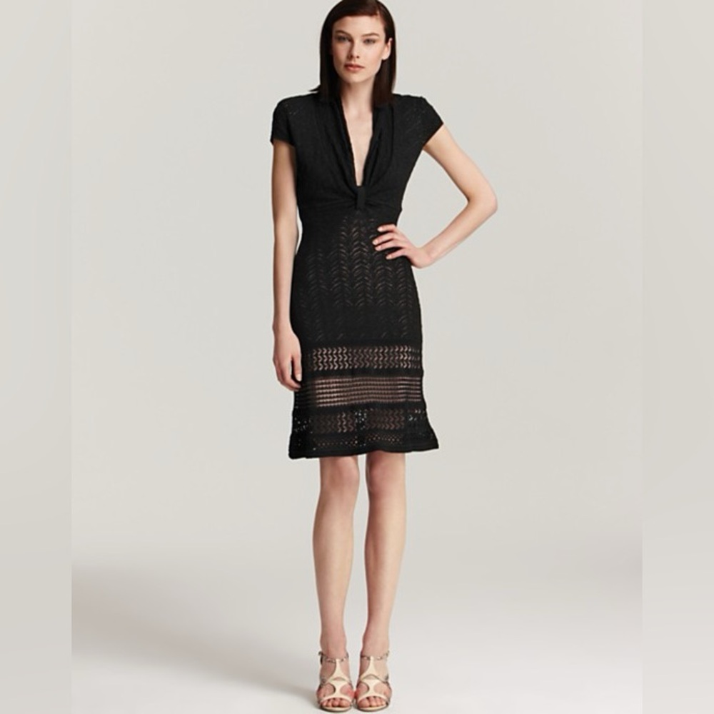 CATHERINE MALANDRINO Black Pointelle Lace Dress